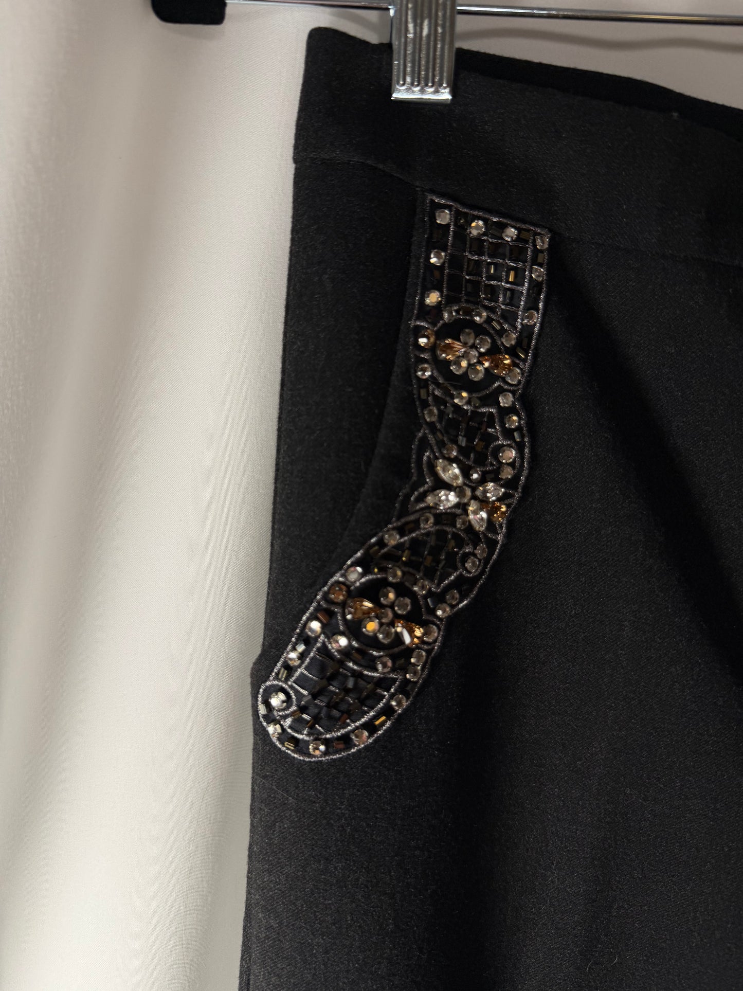Y2K Dark Gray Embellished Sequin Trousers- Size 0