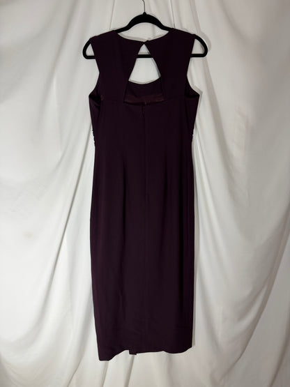 1990's Deep Eggplant Beaded Keyhole Back Maxi Dress- Size 10