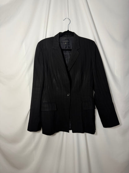 Y2K Wool Blend Banana Republic Tonal Stripe Blazer Black- Size 6