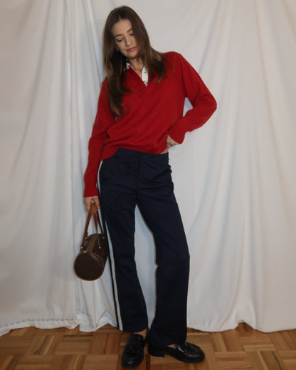 Vintage 1980’s  Retro Red Polo Knit Sweater- `Size Medium