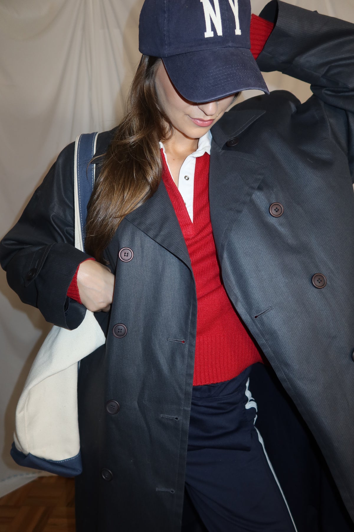Vintage 1980's Gray Textural Stripe Lined Trench Coat - Size 12