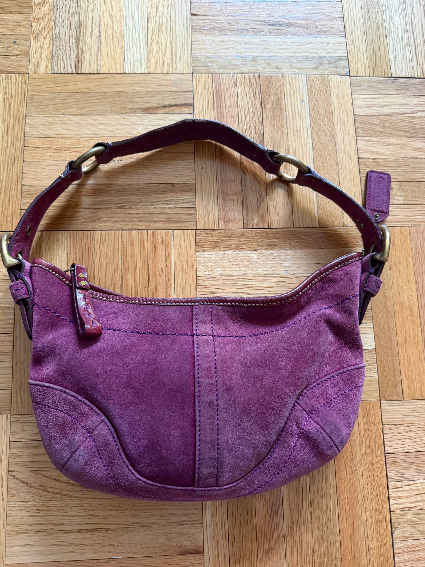 Vintage Y2K COACH Purple Magenta Suede Hobo Mini Bag