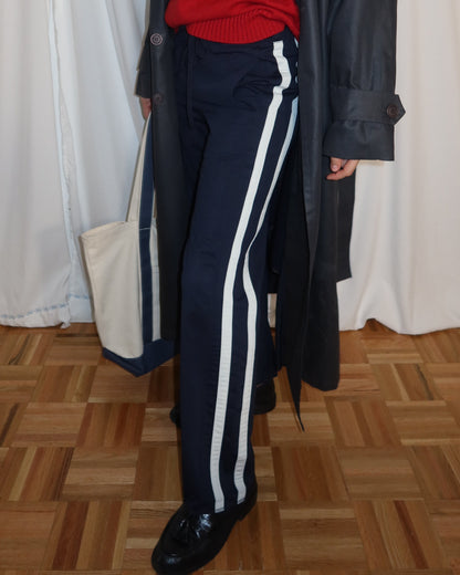 Vintage 1990’s GAP Navy Track Pant w/ Varsity Side Stripe- Size XS