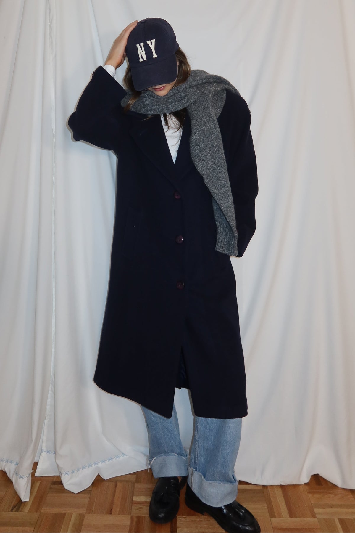 Vintage 1990’s Wool Classic Navy Blue Raglan Sleeve Peacoat- Size 8/M