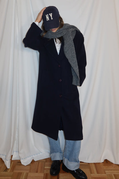 Vintage 1990’s Wool Classic Navy Blue Raglan Sleeve Peacoat- Size 8/M