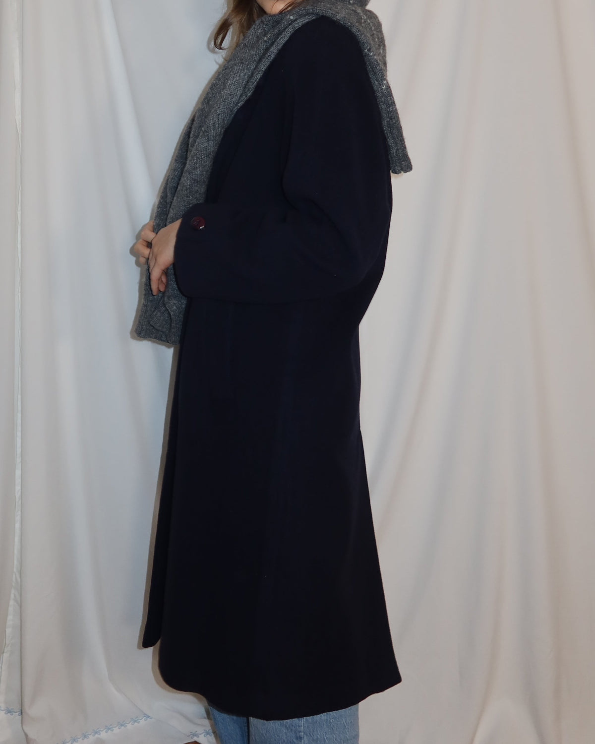 Vintage 1990’s Wool Classic Navy Blue Raglan Sleeve Peacoat- Size 8/M