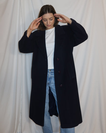 Vintage 1990’s Wool Classic Navy Blue Raglan Sleeve Peacoat- Size 8/M
