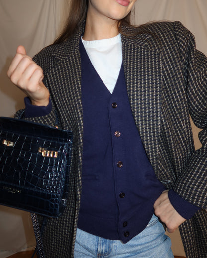 Vintage 1990's Wool Houndstooth Blazer- Size 14