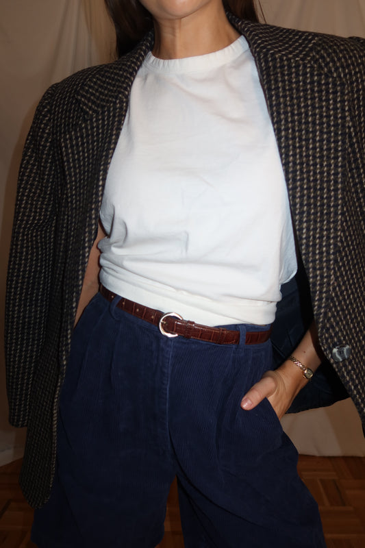 Vintage 1990's Wool Houndstooth Blazer- Size 14