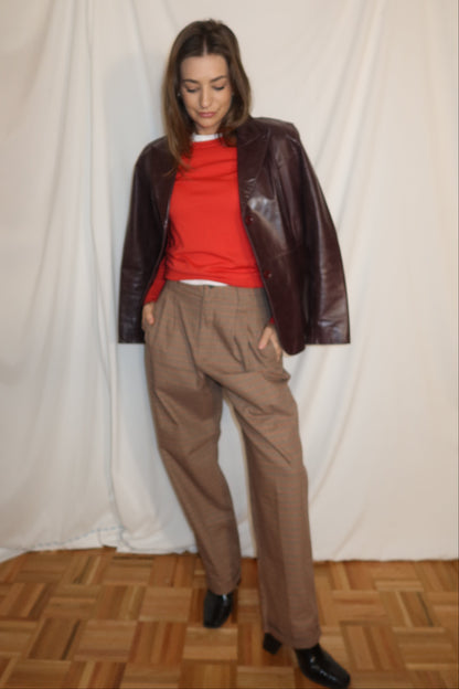 Vintage 1990's GUESS Chocolate Brown Leather Blazer- Size M/L