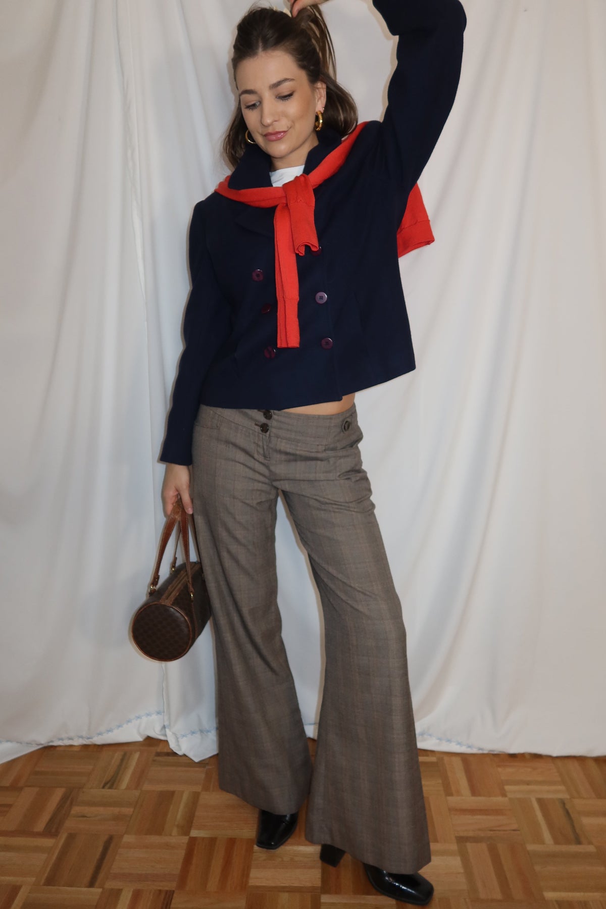 Vintage Y2K Wide Leg Plaid Low Rise Trouser Pants- Size 4/S