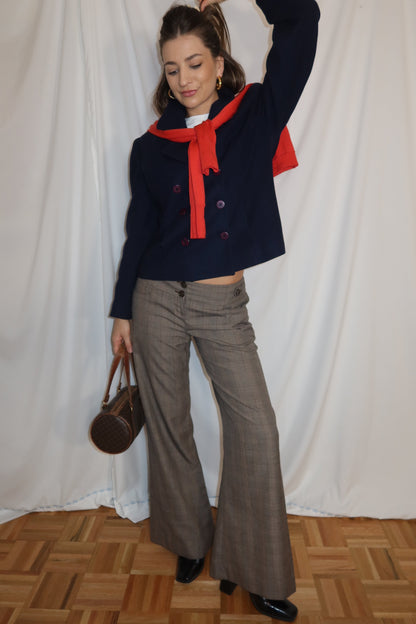 Vintage Y2K Wide Leg Plaid Low Rise Trouser Pants- Size 4/S