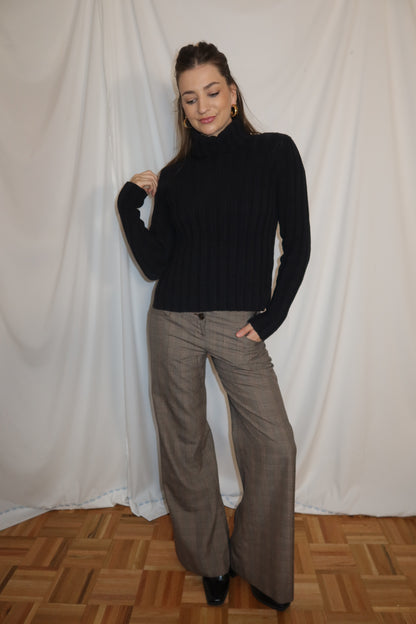 Vintage Y2K Wide Leg Plaid Low Rise Trouser Pants- Size 4/S