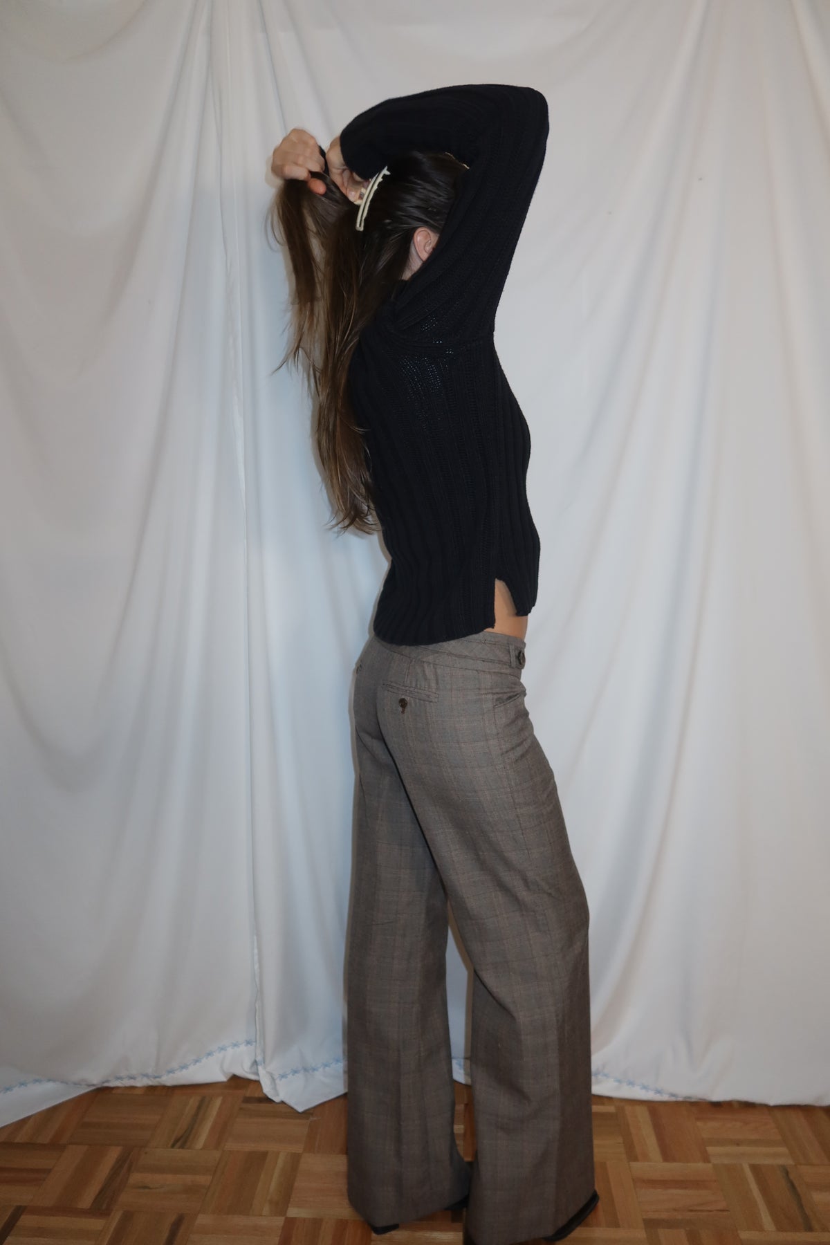 Vintage Y2K Wide Leg Plaid Low Rise Trouser Pants- Size 4/S