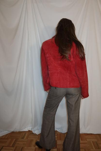 Vintage 1990's Red/Orange Suede Leather Jacket- Size L