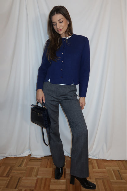 Vintage 1990’s 100% Wool Herringbone Straight Leg Trousers- Size 4