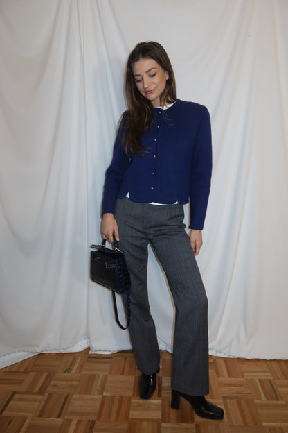 Vintage 1960’s Royal Blue 100% Boiled Wool Lady Jacket/Cardigan- Size S/M
