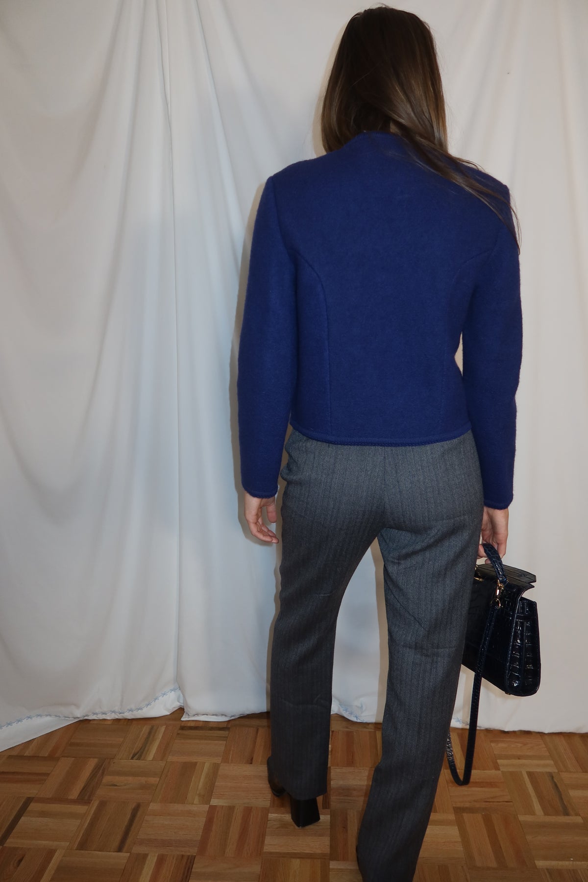 Vintage 1990’s 100% Wool Herringbone Straight Leg Trousers- Size 4