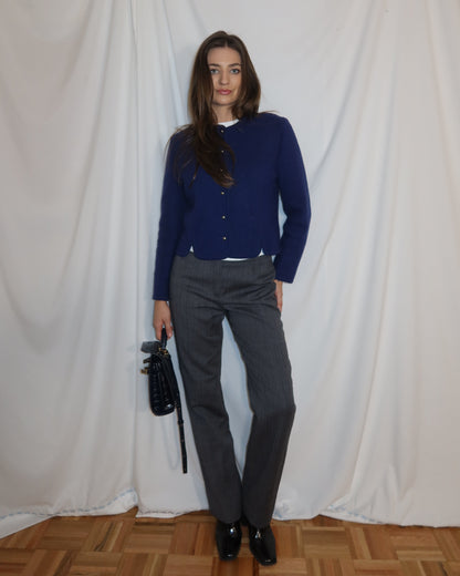 Vintage 1960’s Royal Blue 100% Boiled Wool Lady Jacket/Cardigan- Size S/M