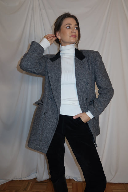 1980's Vintage Wool Double Lapel Blazer- Size M