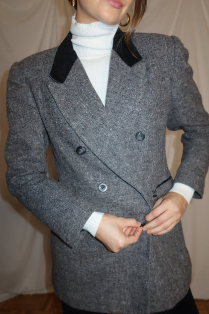 1980's Vintage Wool Double Lapel Blazer- Size M