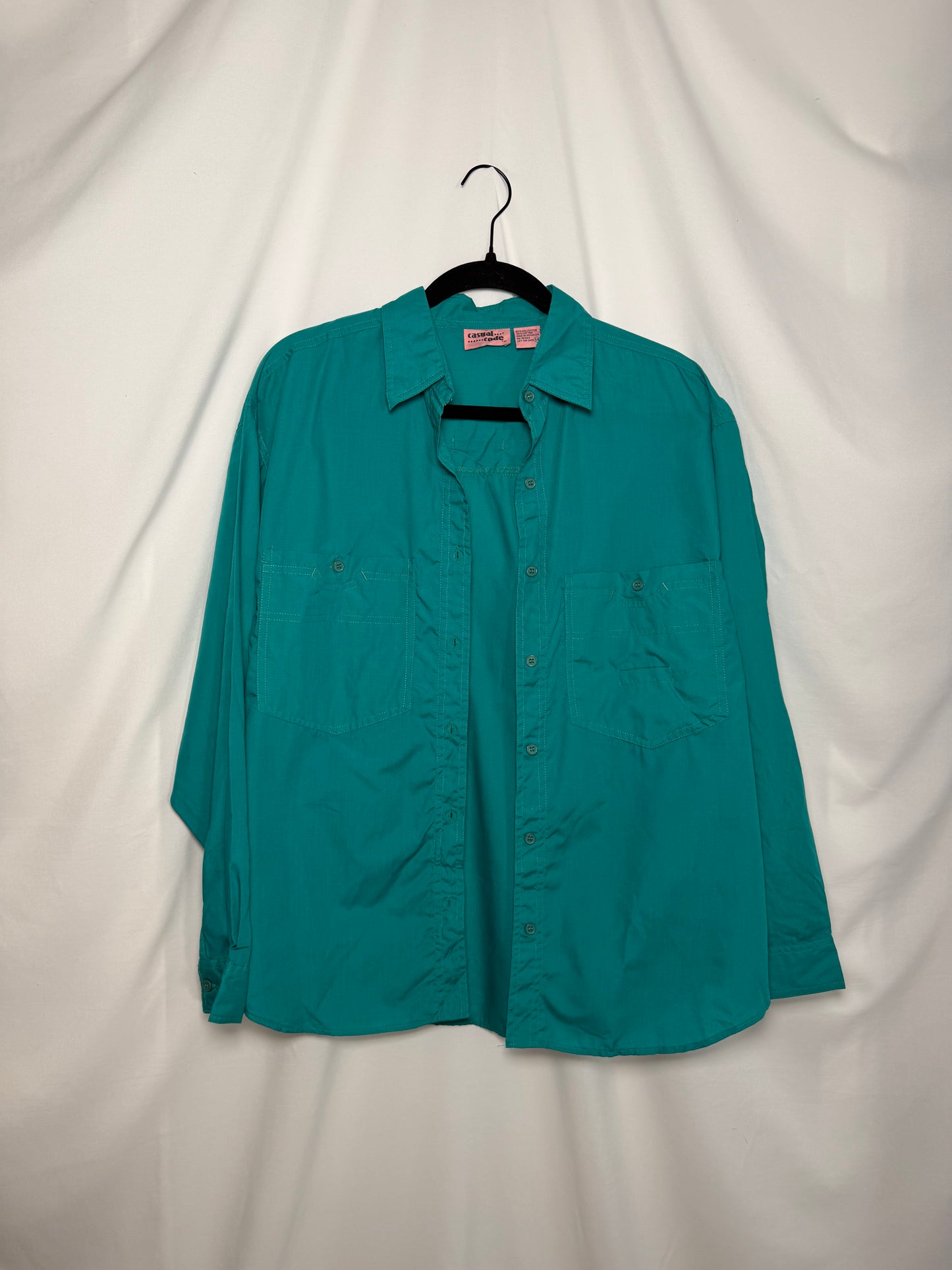1980's Teal Utility Pocket Shirt- Size XL/14