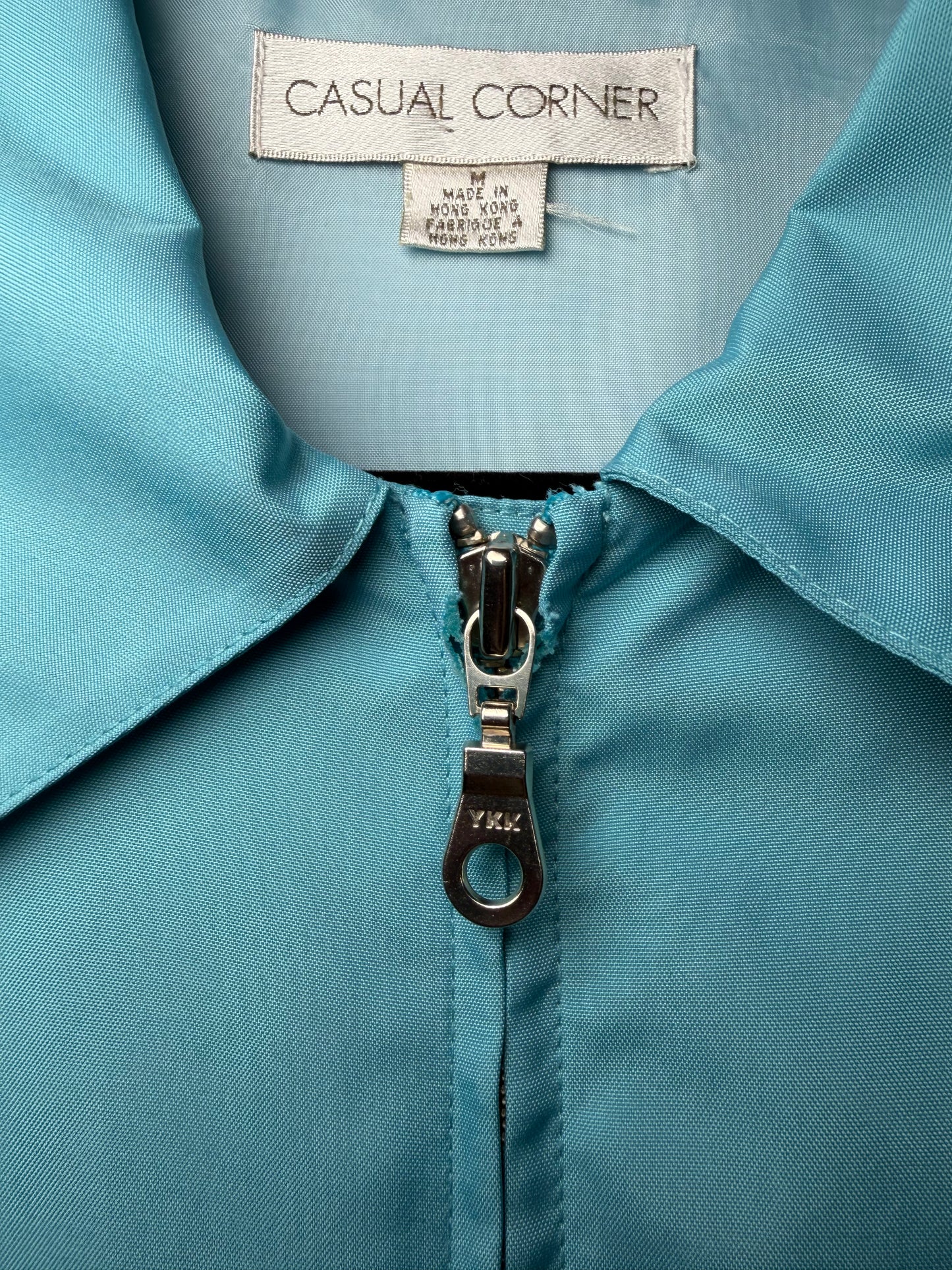 1990's Turquoise Windbreaker Lightweight Jacket- Size M