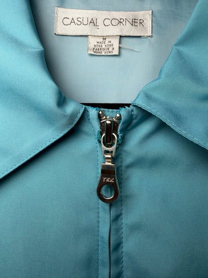 1990's Turquoise Windbreaker Lightweight Jacket- Size M