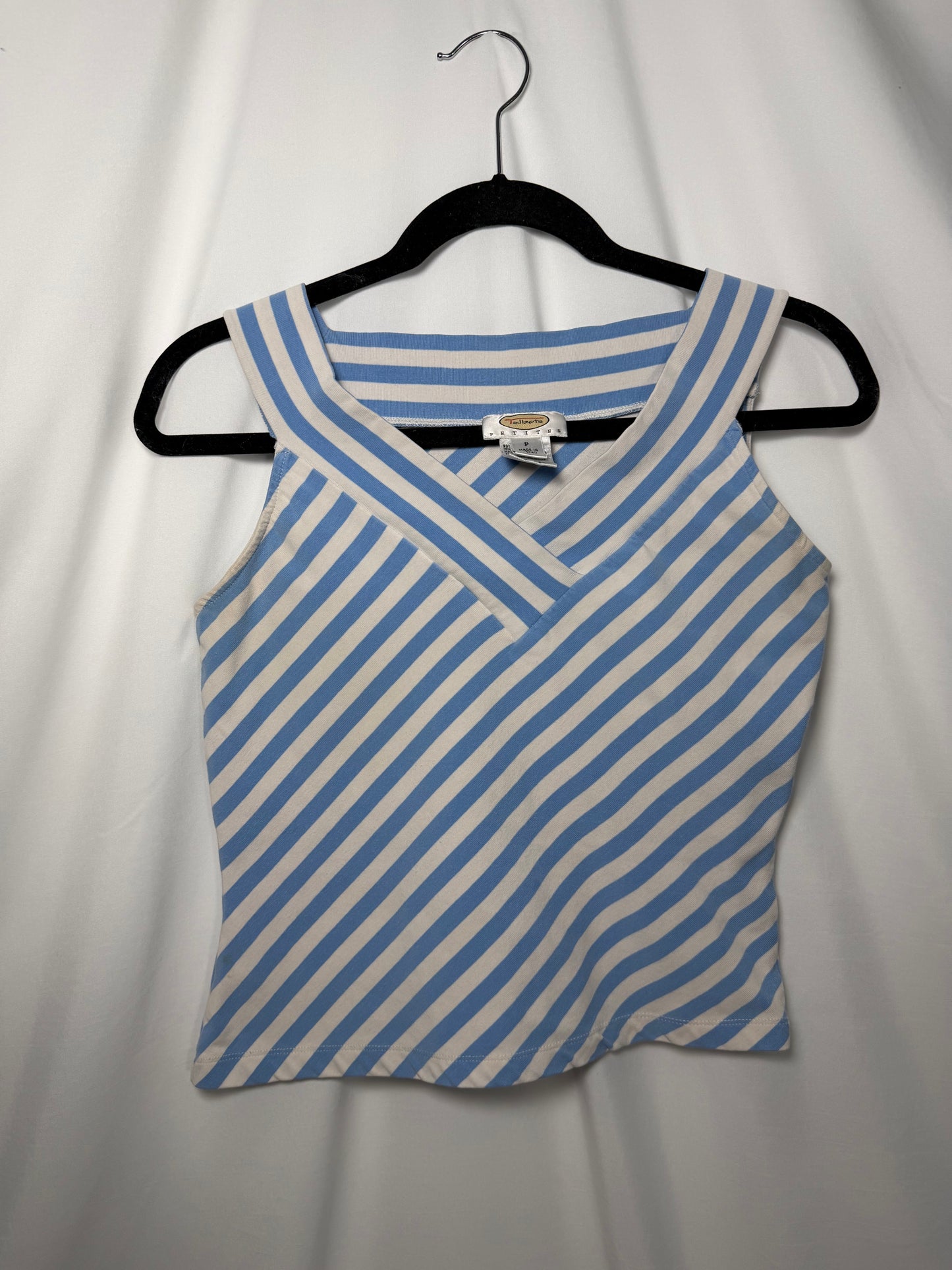 90's Classic Stripe V-neck Tank Top- Size S petite