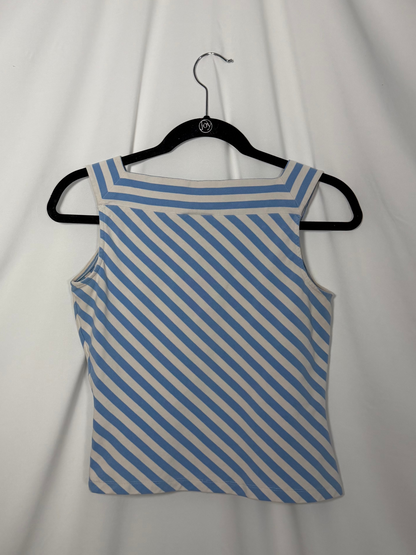 90's Classic Stripe V-neck Tank Top- Size S petite