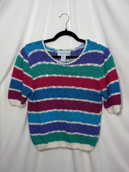 1980's Bold Stripe Elbow Sleeve Sweater- Size L