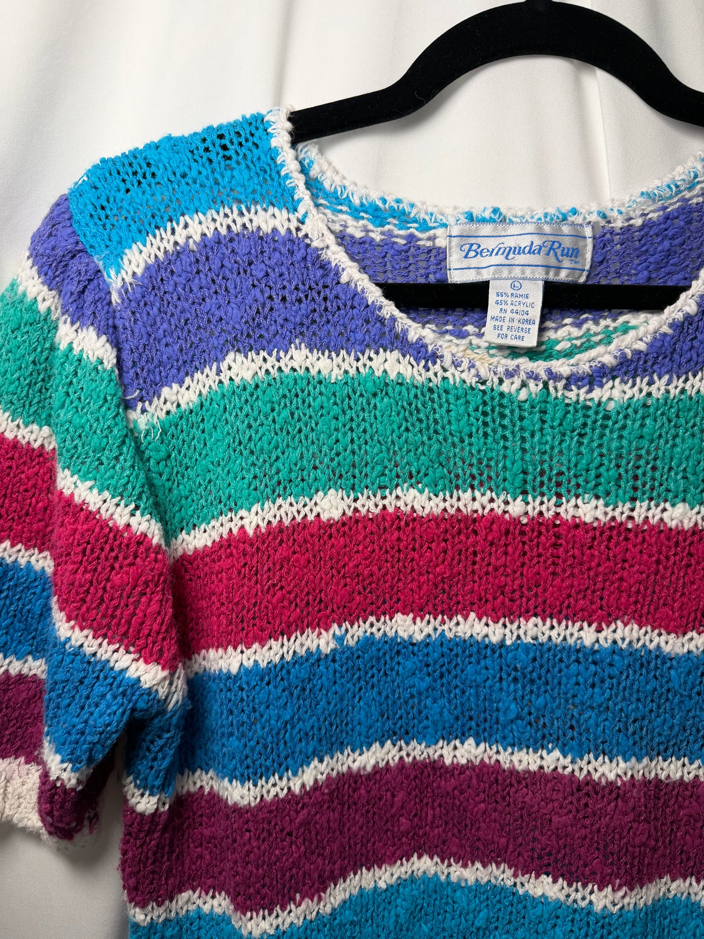 1980's Bold Stripe Elbow Sleeve Sweater- Size L