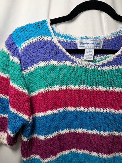 1980's Bold Stripe Elbow Sleeve Sweater- Size L