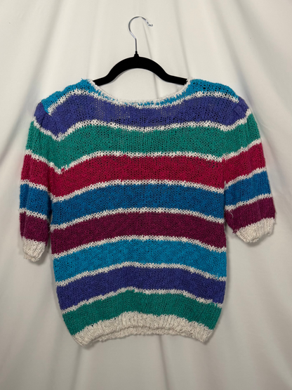 1980's Bold Stripe Elbow Sleeve Sweater- Size L