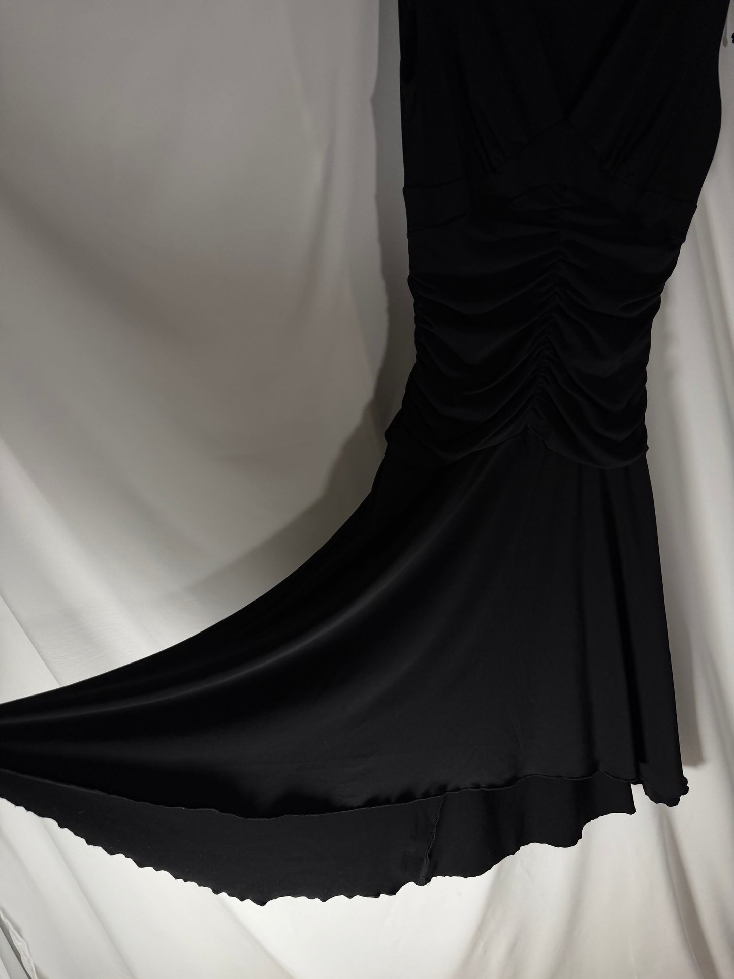 Y2K Ruched Waist Asymmetrical Tie Shoulder Fit & Flare Dress- SizeM/L