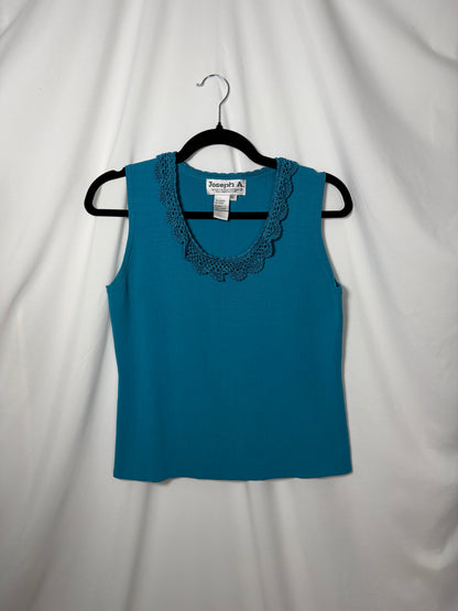 1990's Crochet Neckline Sweater Tank- Size XL