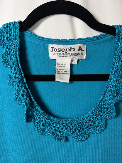 1990's Crochet Neckline Sweater Tank- Size XL
