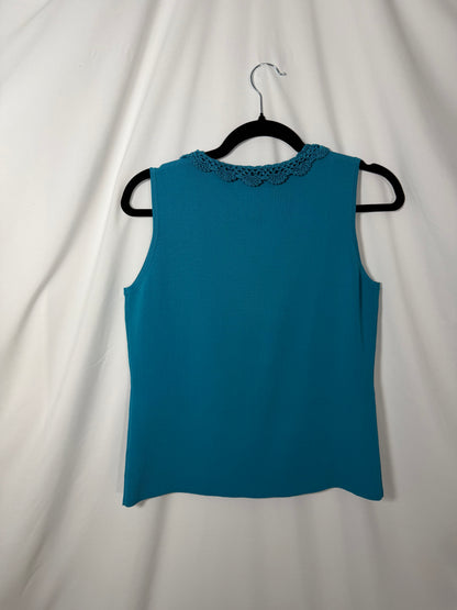 1990's Crochet Neckline Sweater Tank- Size XL