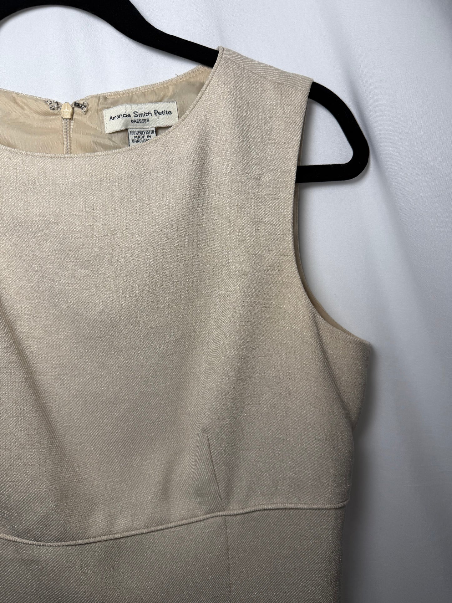 1990's Tan Empire Waist Shift Dress- Size 10P