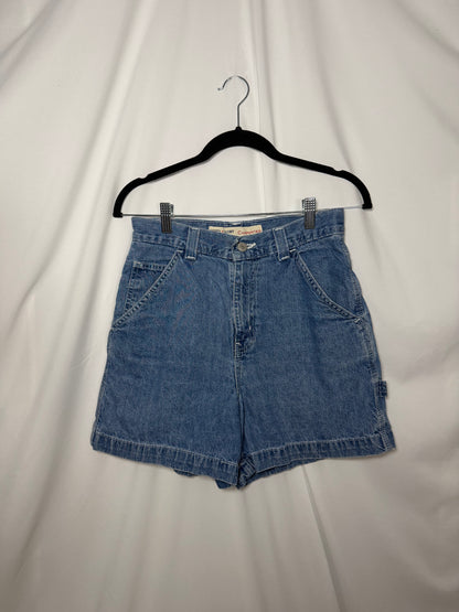 1990's Light Weight Denim Carpenter Utility High Waisted Shorts- Size 6