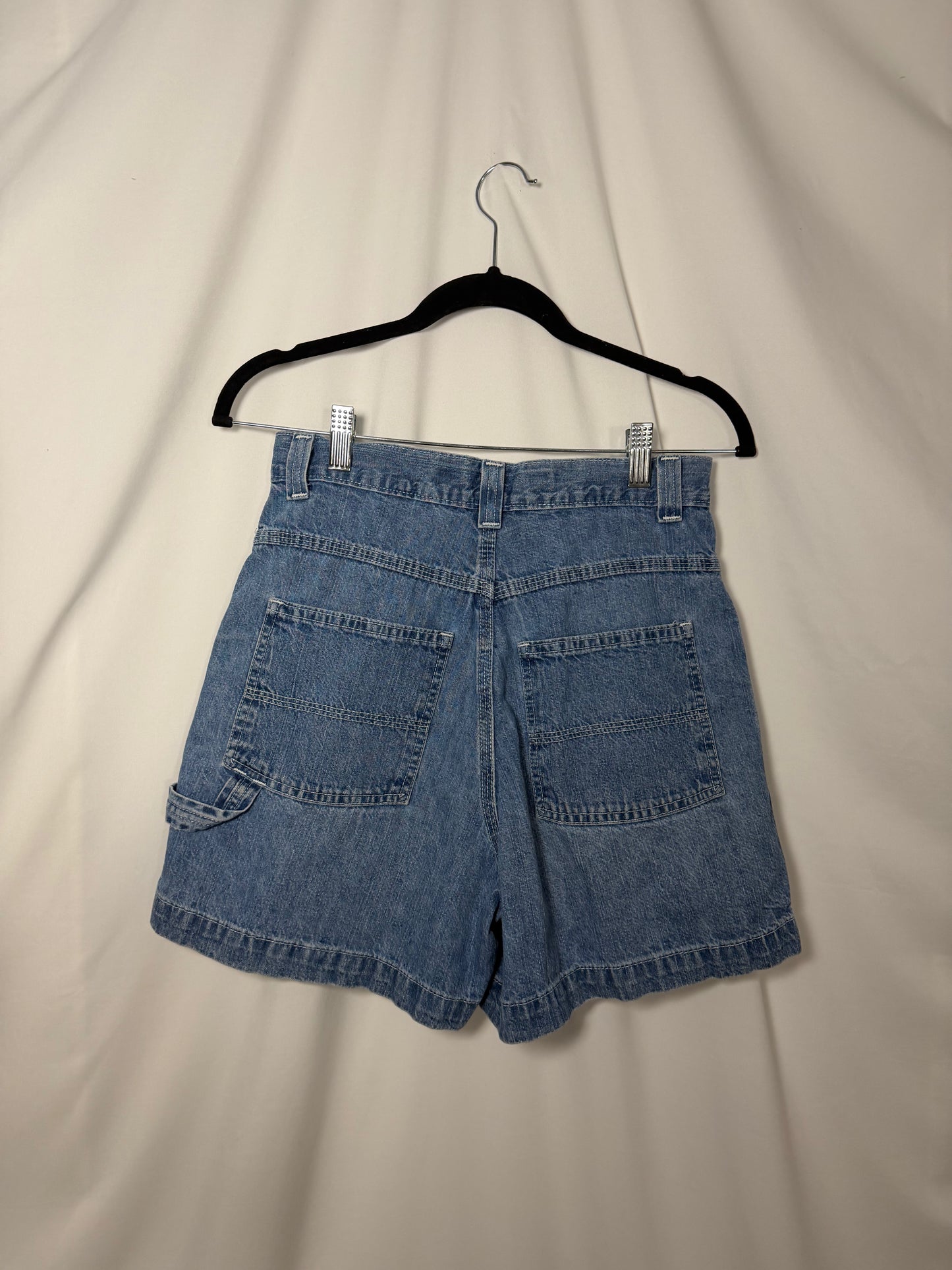 1990's Light Weight Denim Carpenter Utility High Waisted Shorts- Size 6