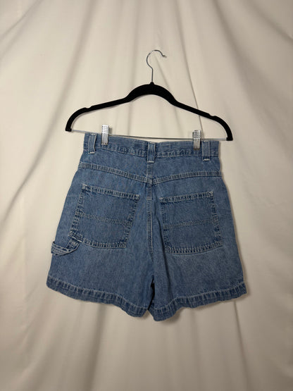 1990's Light Weight Denim Carpenter Utility High Waisted Shorts- Size 6