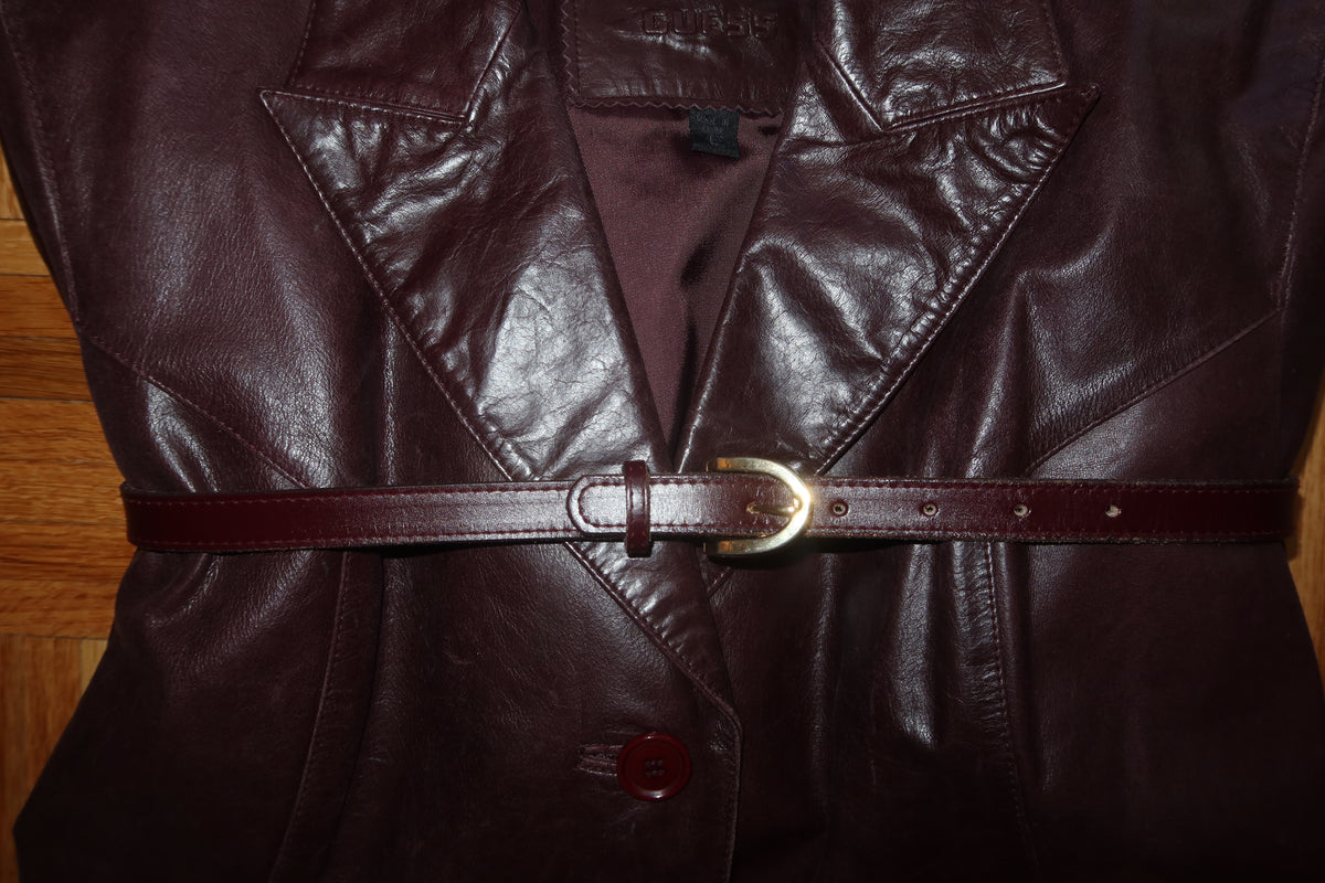 Vintage Chocolate Brown Leather Belt- 34"