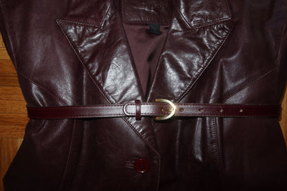 Vintage Chocolate Brown Leather Belt- 34"
