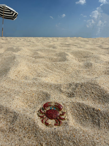 Adorable Crab Rhinestone Broach