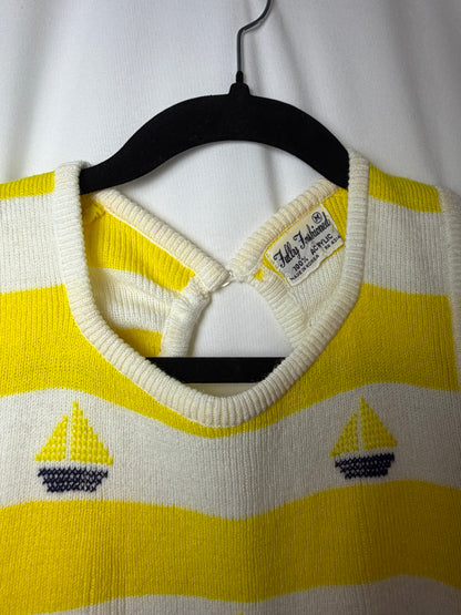 1980's Sailboat Yellow Stripe Sweater Tank- Size XS/S