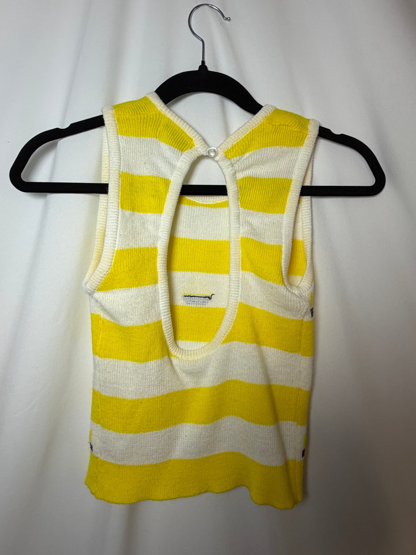 1980's Sailboat Yellow Stripe Sweater Tank- Size XS/S