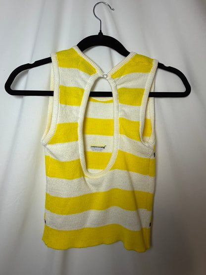 1980's Sailboat Yellow Stripe Sweater Tank- Size XS/S