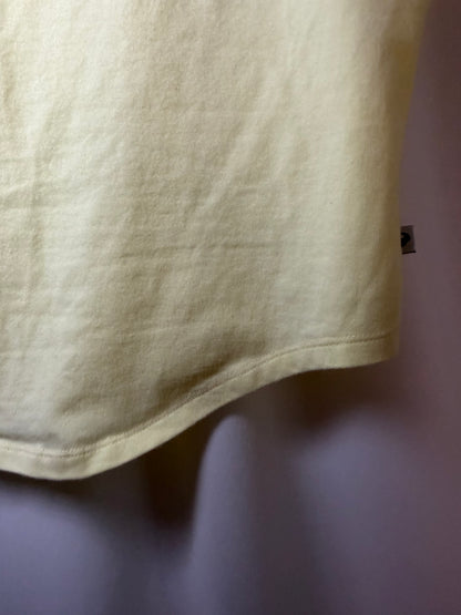 1990's Light Yellow V-neck Cap Sleeve Tee- Size S/M