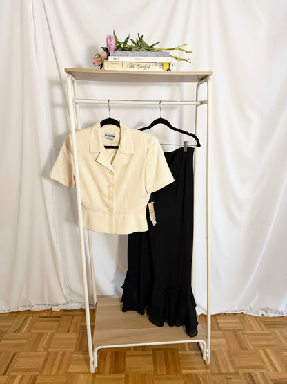 1990's Midi Tiered Ruffle Skirt With 3D Rosette - Size 10